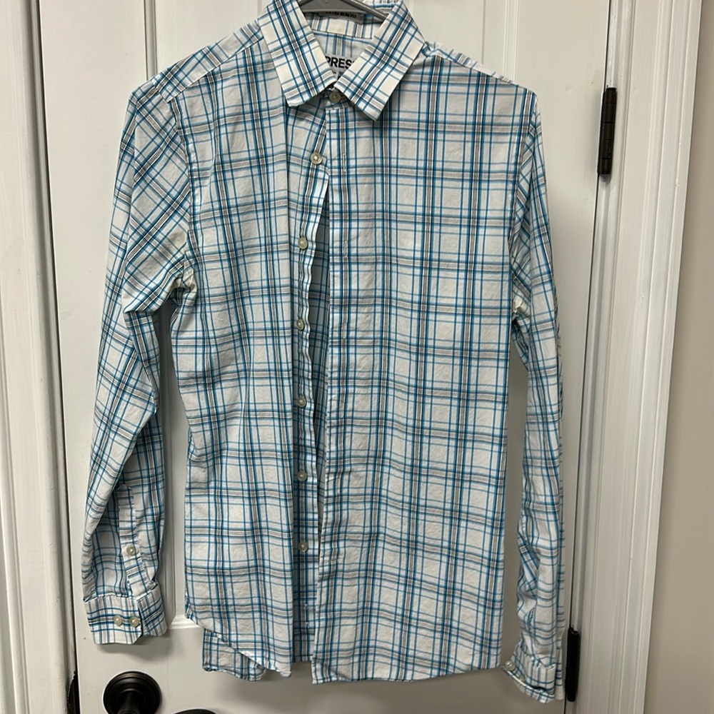 Express Plaid Blue Button Up